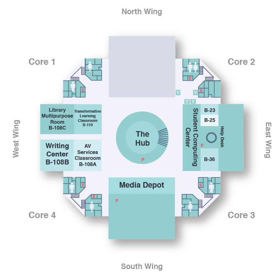 floorplan of the basement of William T. Young library