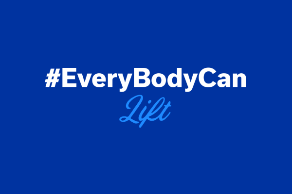 #EveryBodyCan Lift on a blue background