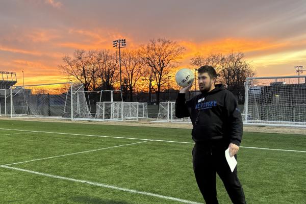 Nathan prepping for soccer