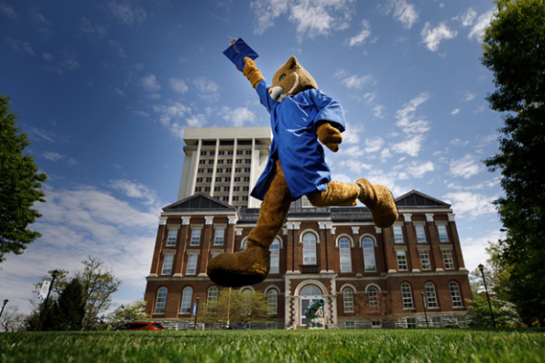 UK Wildcat Mascot Celebrating Graduation on April 27, 2020