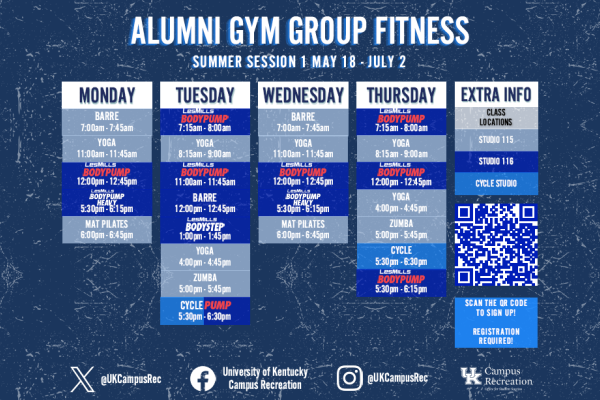 Alumni Gym Group Fitness Schedule Session 1