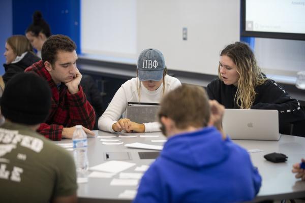 small group of students studying