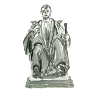 Watercolor of Patterson statue