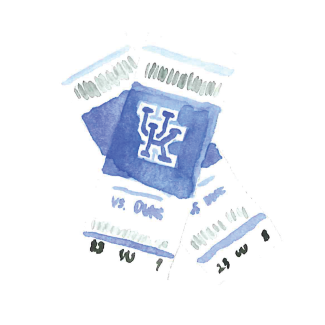 Watercolor of UK game tickets