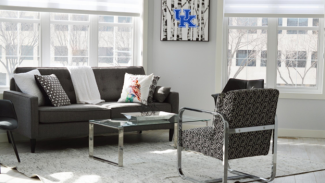 living room with couch and coffee table