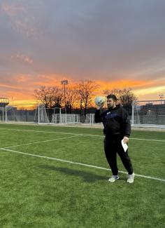 Nathan prepping for soccer