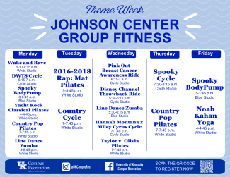 Johnson Center Group Fitness Theme Week Schedule