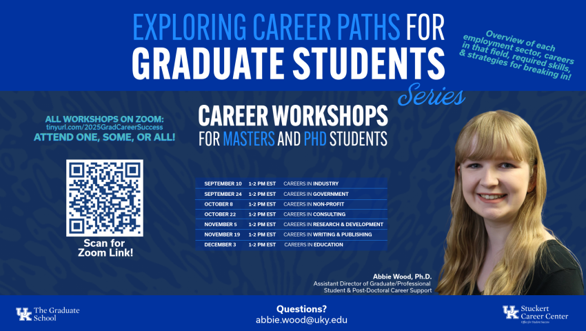 Exploring career paths for graduate students. career workshops for masters and PhD students