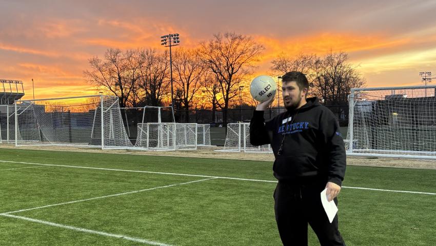 Nathan prepping for soccer