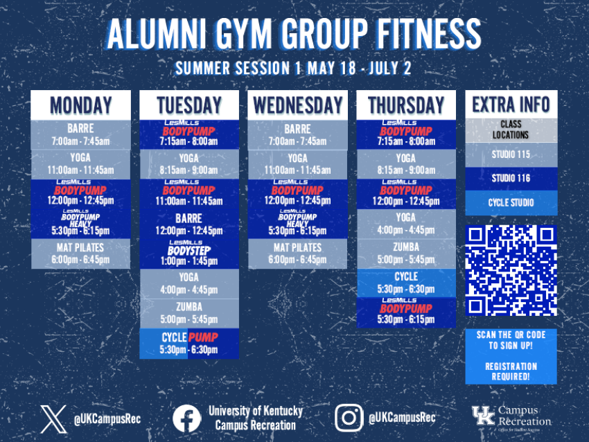 Alumni Gym Group Fitness Schedule Session 1