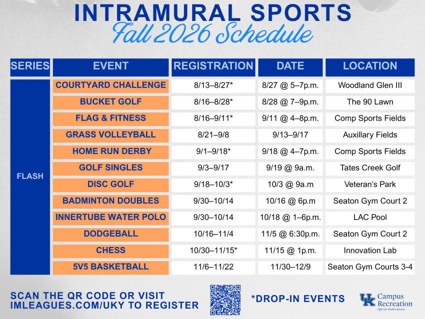 Intramural one day event schedule