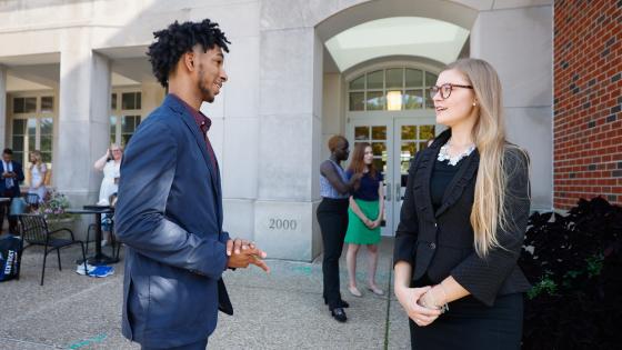 students outside stuckert center