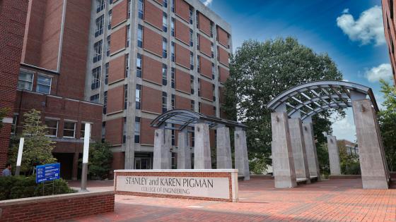 Stanley and Karen Pigman College of Engineering, view of the arches in the Engineering complex.