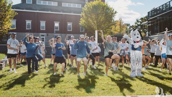 students dancing outside the gatton student center