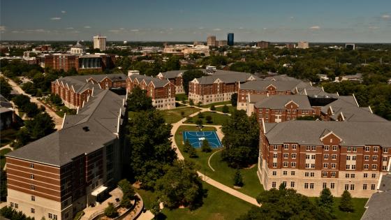 Aerial view of Woodland Glen Residence Hall Complex