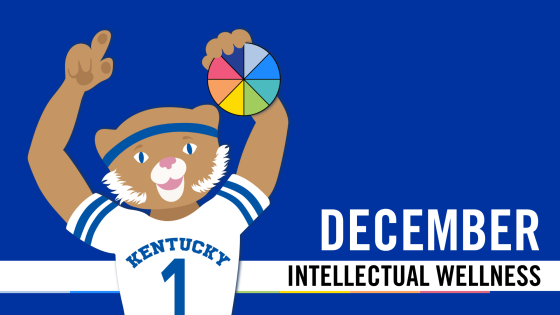 A cartoon wildcat holds a wheel against a blue background