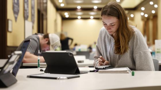 student quietly studying
