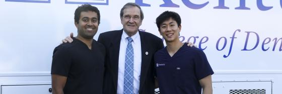 Students and Dean of College of Dentistry unveil newly designed mobile dentistry clinic