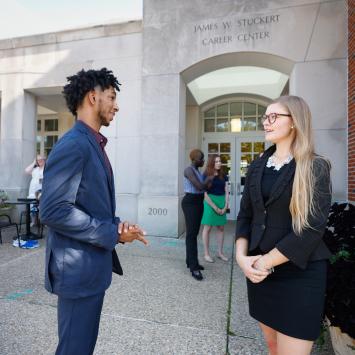 students outside stuckert center